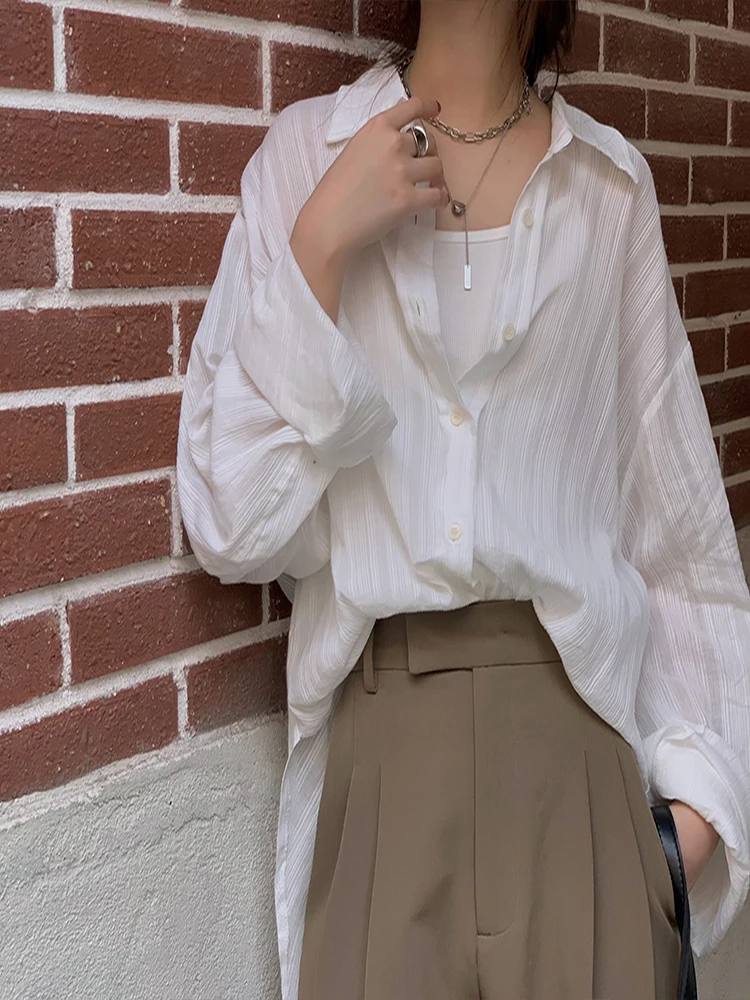 

Primaxis women shirt blouses chemisier femme cardigan mujer verano sunscreen lazy temperament all-match 2021 button up