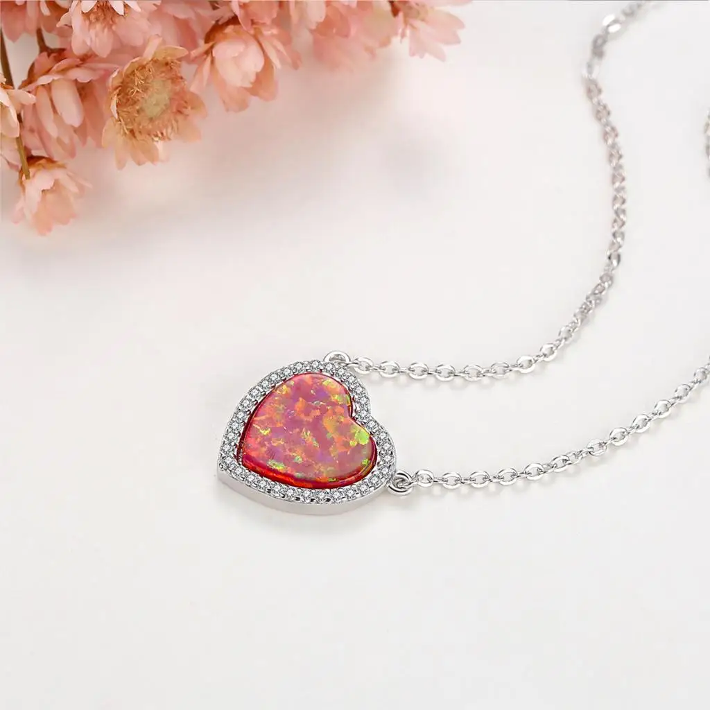TONGZHE белый золотой цвет сердце опал кулон ожерелье для женщин роскошный Кристалл
