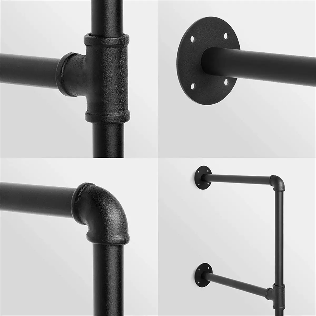 

2PCS 2/3/4 Tier Shelf DIY Industrial Retro Furniture Wall Shelf Bracket Bookshelf Hanging Storage Black Iron Pipe Shelves