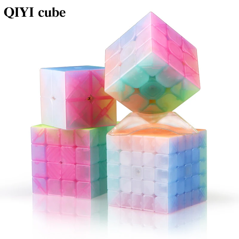 Qiyi Желейный цвет волшебный куб прозрачный кубик головоломка пальчиковые игрушки