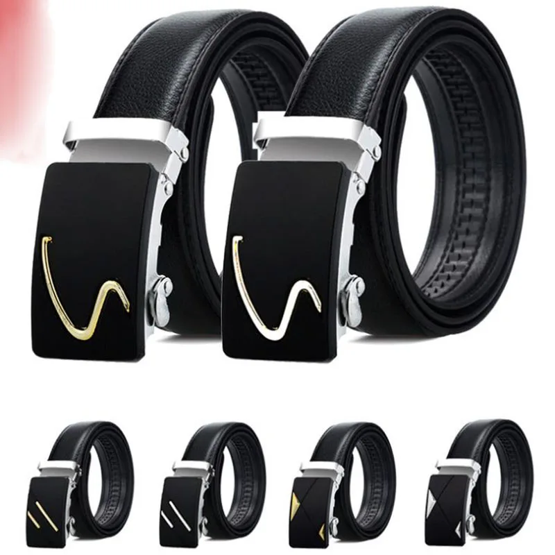 

2020 New Automatic Buckle Men's Belt Lychee Pattern Imitation Leather Men's Leisure Belt New Gun Black Belt