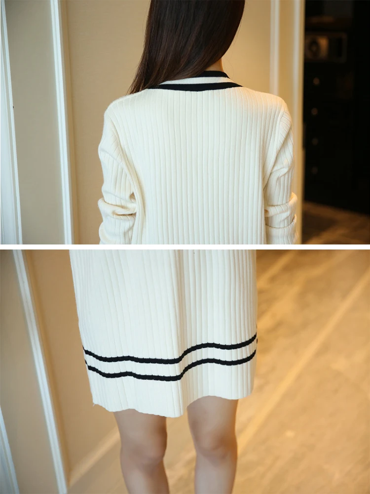 

Women's long-sleeved sweater dress women's V-neck slim autumn winter dress women's casual loose your knitted dress h0057