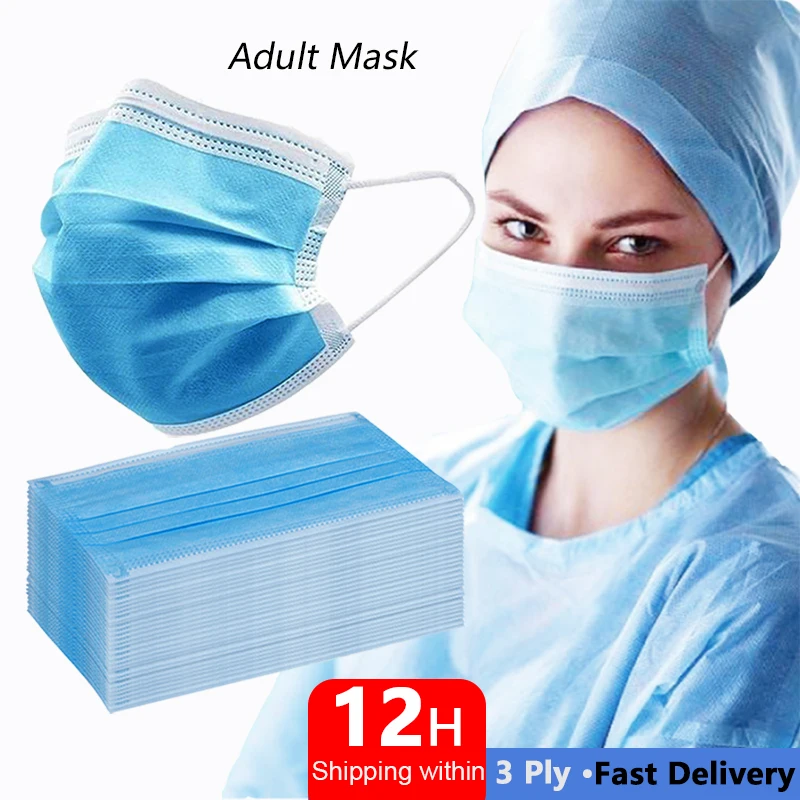 

10/50/100/200 pcs Disposable Medical Mask Face Mouth 3 ply Breathable Protective Masks Safety Anti Dust Flu Black Surgical Mask