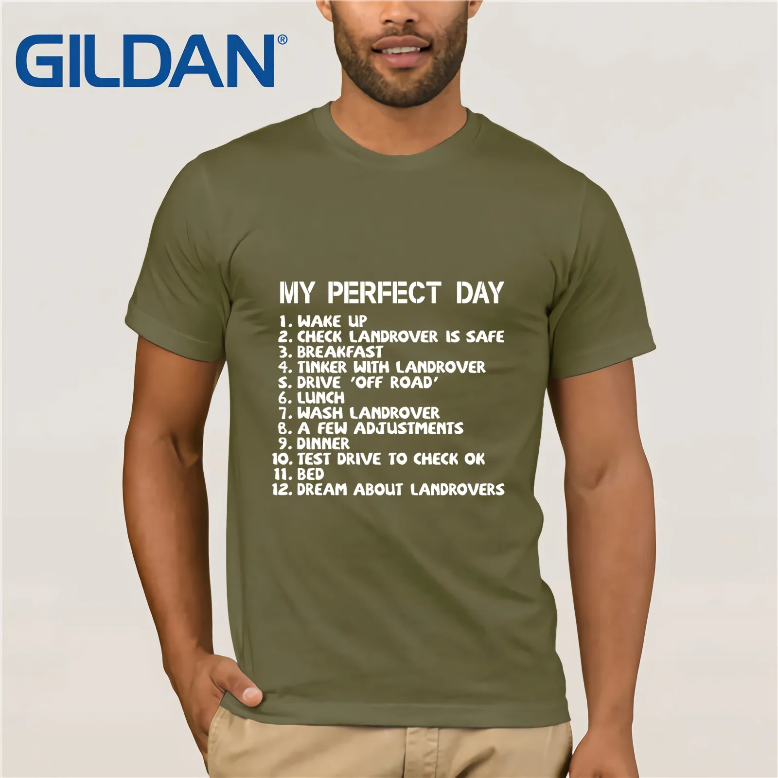 LEQEMAO My Perfect Day Landrover T-Shirt 4x4 Off Road Dad Truck To Do List Mens Gift Top T Shirt Hot Topic Men Short Sleeve | Мужская
