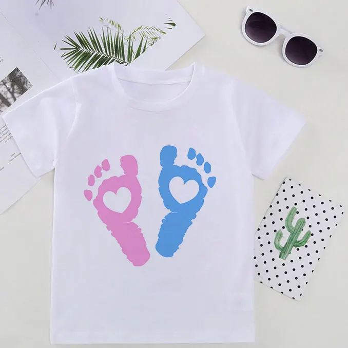 

New Shelves Graffiti Print Boys T Shirts Feet Girls Cute Girls Tshirt Fashion Clothes Casual Wild Kids T Shirt Round Neck Tops