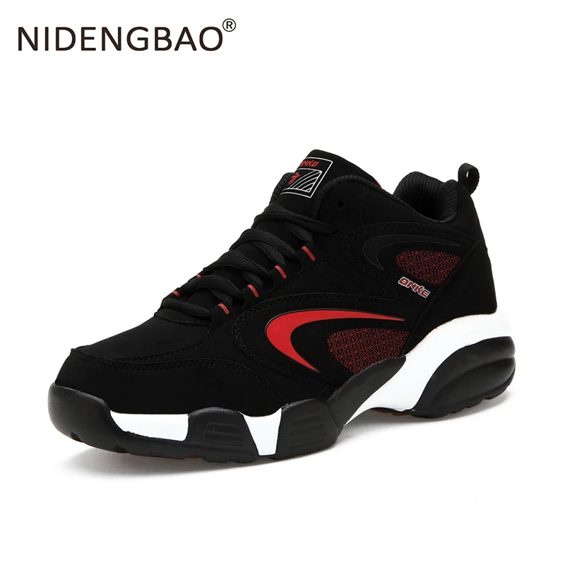 

New Men Running Shoes Couple Lovers Sneakers Lace Up Solid Black Outdoor Sport Footwear Leather Wear Resistance Walking Shoes
