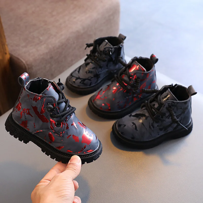 

Новинка 2021, осенне-зимние детские короткие ботинки для мужчин и женщин, Детские уличные ботинки, Студенческая обувь, размеры 21-30, детская обу...