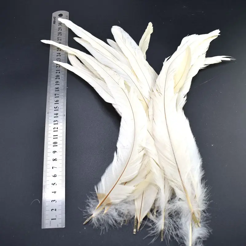 100 шт. белые перья петушиного хвоста для рукоделия 30-35 см натуральные сделай сам