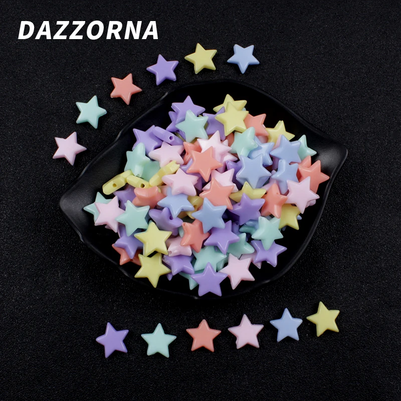 

50/100/200/300Pcs/lot 13mm Acrylic Beads Candy Color Five-Pointed Star Loose Beads for Diy Jewelry Making Necklace Accessories