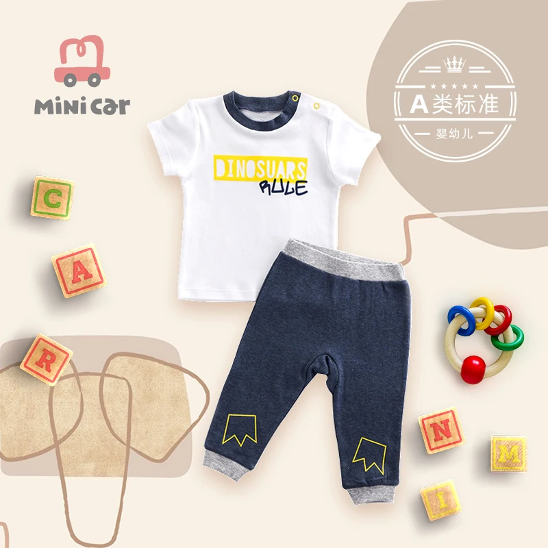

Baby casual suit boy baby two piece short sleeve T-shirt + rubber band pants 1-3 years old