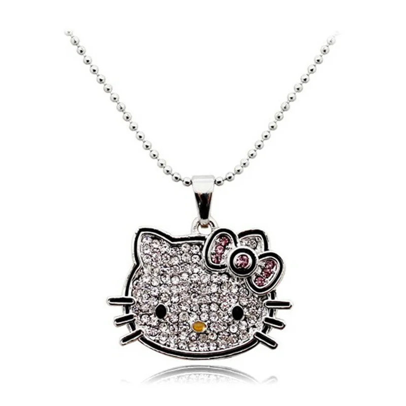 2020 New Silver Color Korea Crystal Cute hello kitty Cat Necklaces Pendants Fashion Jewelry for women | Украшения и аксессуары
