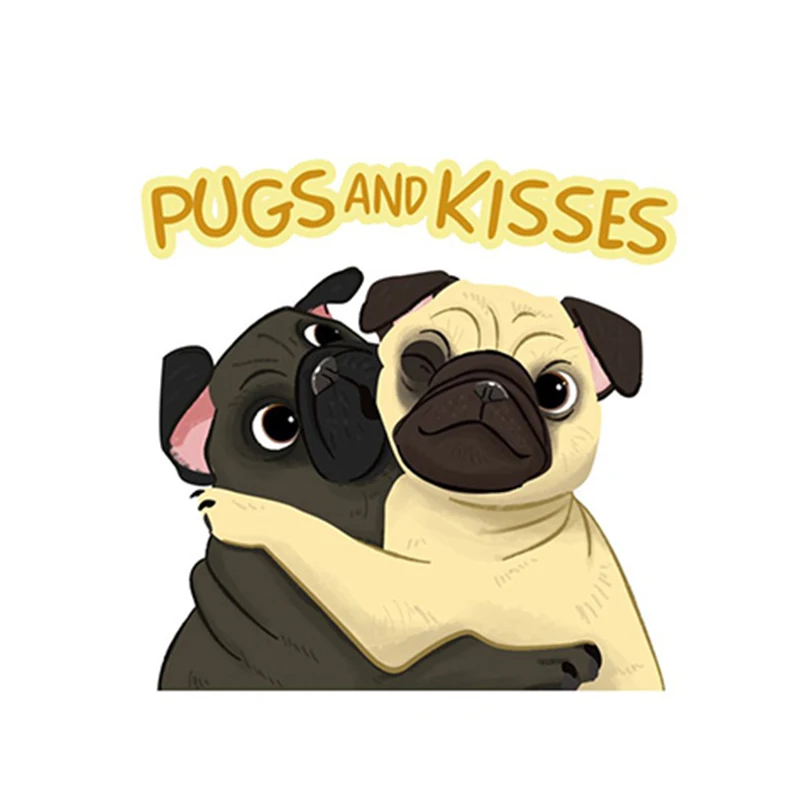 

Cartoons Car Sticker Pugs and Kisses Pug Accessories Car Styling Vinyl Motorcycl Decals Cover Scratches Waterproof PVC13cm X13cm