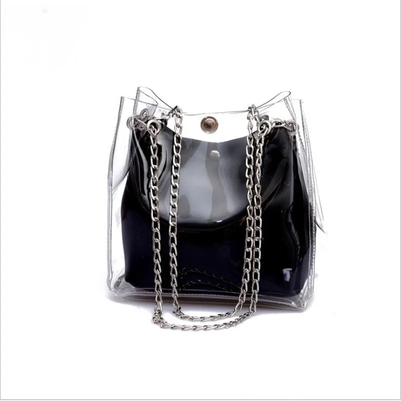 

2020 Women Transparent Bucket Bag Female Chain Crossbody Messenger Bags Clear Jelly Small Shoulder Bag