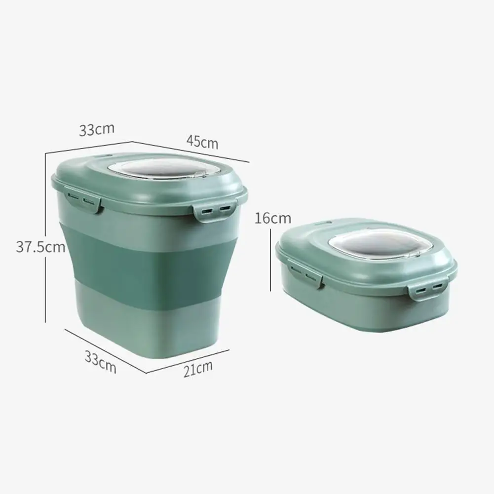 

25Kg Rice Container Foldable Double Sealing Ring PP Moisture-Proof Home Flour Storage Holder Insect-Proof Kitchen Rice Bucket