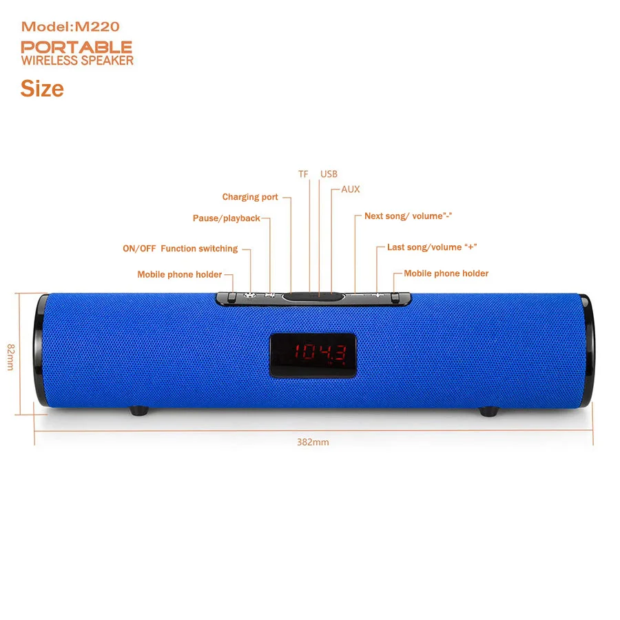 Bluetooth Колонка Беспроводная портативная звуковая коробка 20 Вт стерео сабвуфер fm