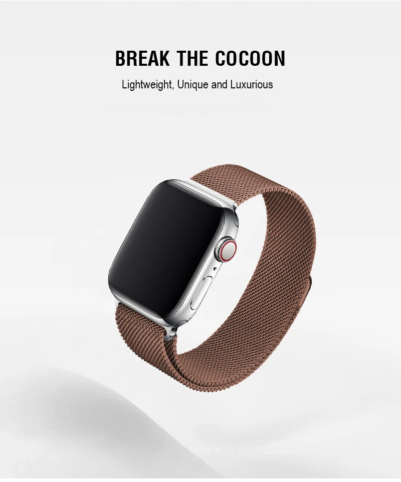 Для Apple Watch Series 4 5 ремешок 44 мм 40 мм Миланская петля браслет цвета кофе 38 мм 42 мм коричневый металлический ремешок с магнитной застежкой