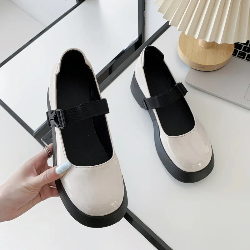 

Women's Shoes Platform Oxfords Shallow Mouth Female Footwear British Style Autumn Leather Retro Dress Preppy Fall Summer