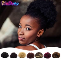 dindong synthetic afro puff curly chignons hair scrunchies extensions hair wrap ponytail hair tail updo fake hair bun hairpiece