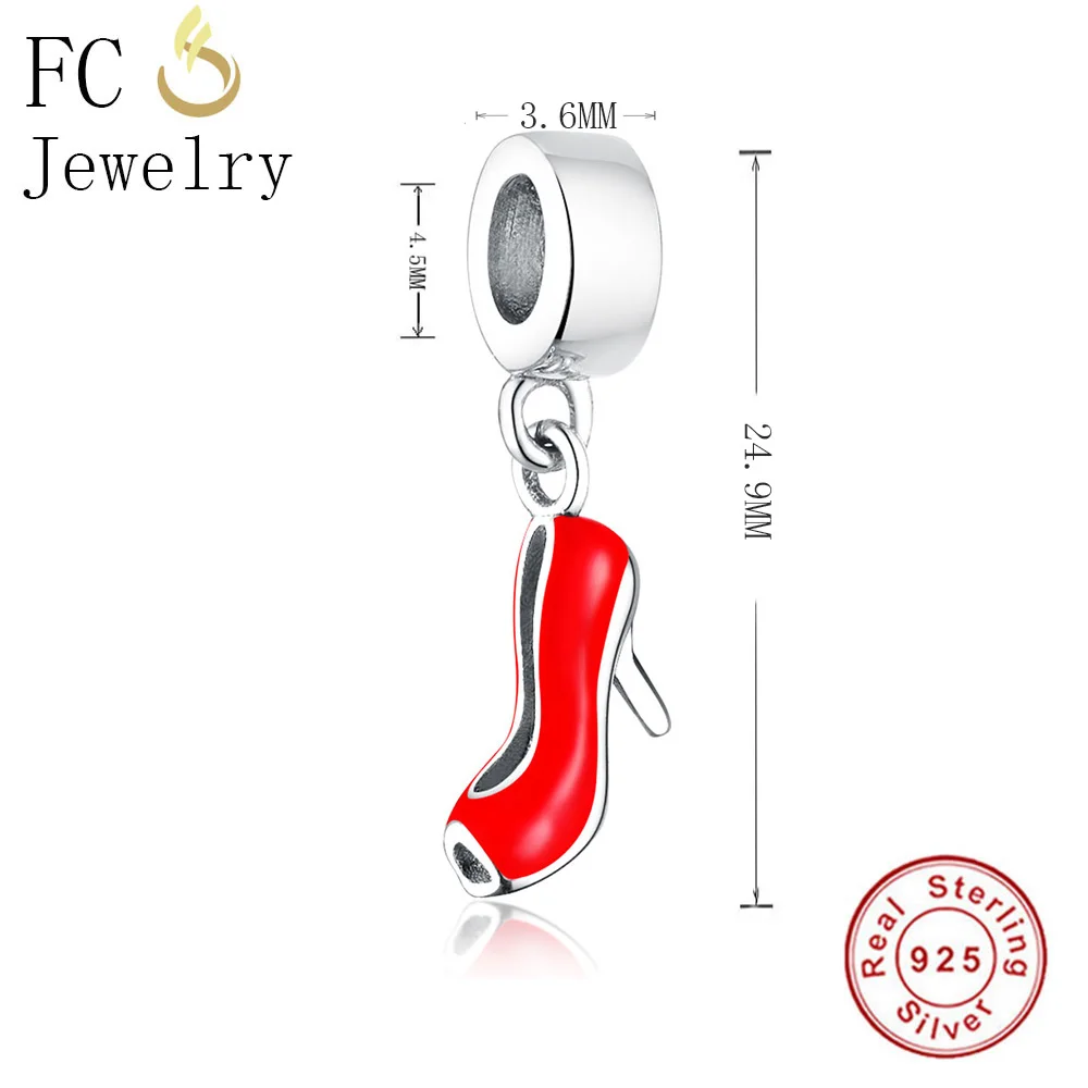 FC Jewelry 925 серебро 2018 пробы Красная эмаль маленький Высокий каблук Женская цепочка