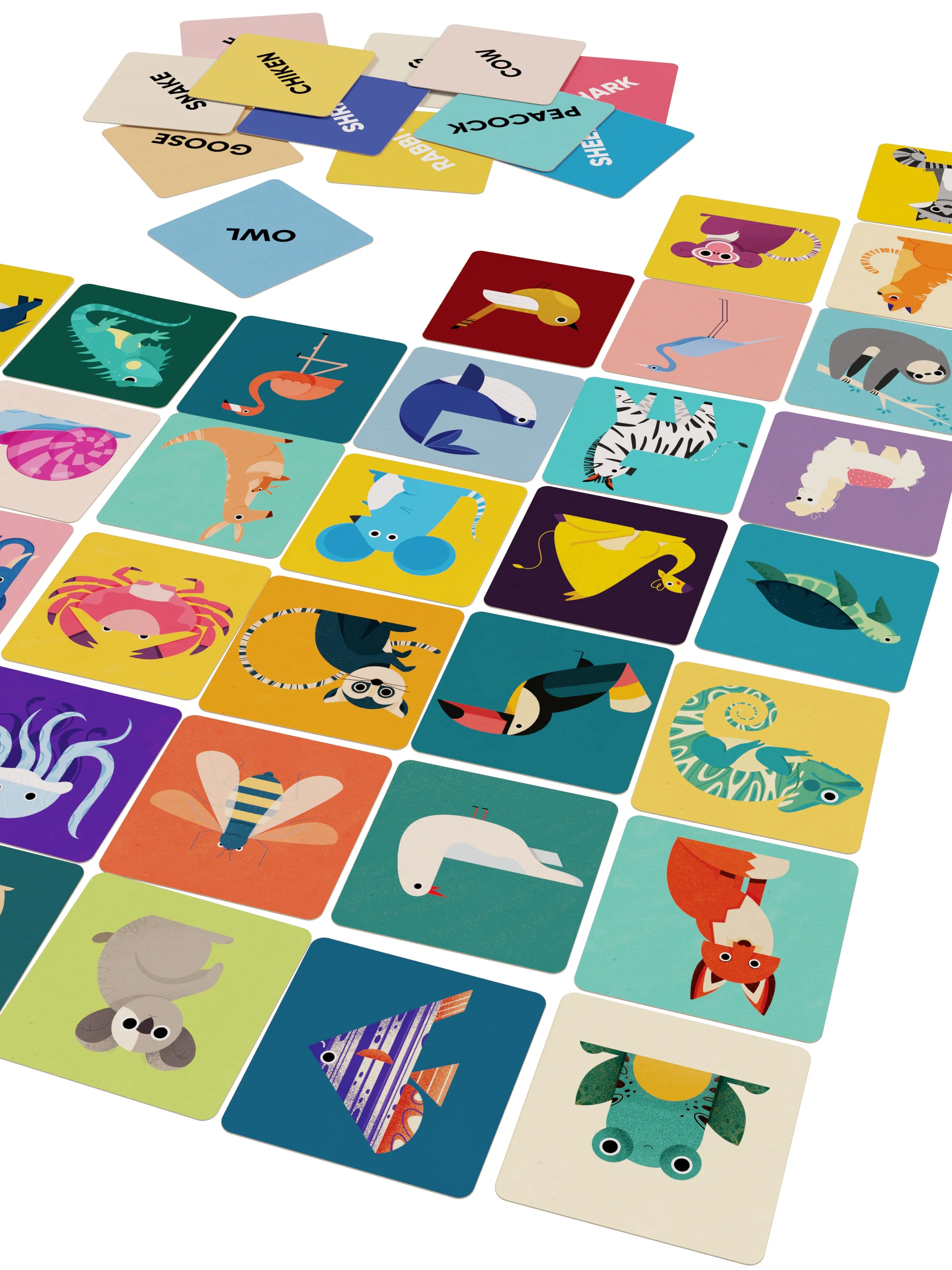 Learning Flashcards English for Children Grafia.ink Preschool Education Study Reading Eng Words Zoo Animals 48pc Cards in cardboard tube-box |