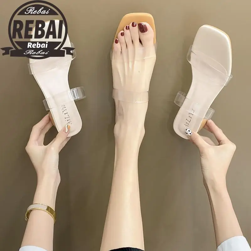 

2021 PVC Jelly Sandals Open Toed High Heels Slip-On Women Transparent Sandals Zapatos De Mujer Tacon Sapatos Femininos Plus35-43