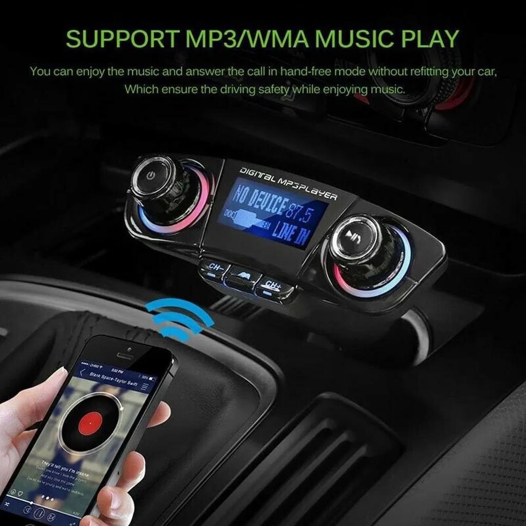 BT автомобильный fm-передатчик MP3-плеер Hands free Radio Adapter Kit Dual-charge USB зарядное устройство функция отключения памяти mp3-плеер