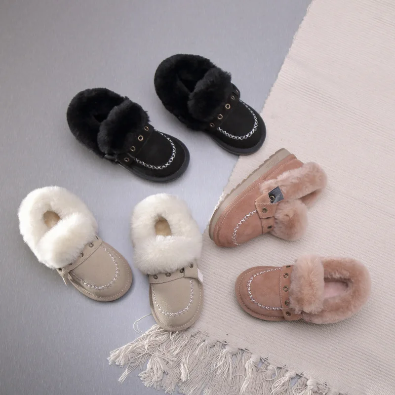 New Wear-resistant Children's Shoes Soft Bottom Kids Snow Boots Children Winter Plush Baby Botas Botte Enfant Fille 26-37# | Детская