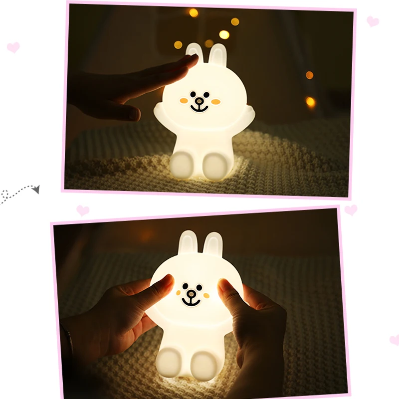 Ночник с медведем и кроликом для детей настольное украшение сенсорной