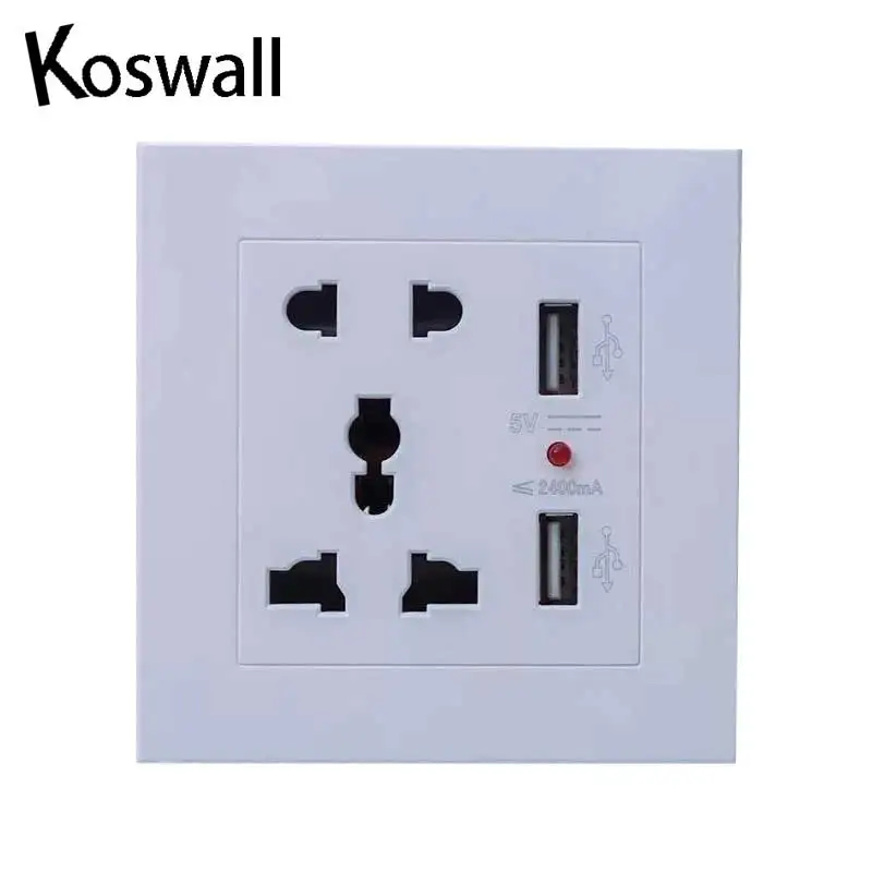 Настенная розетка с двумя USB портами и зарядным устройством|Электрические