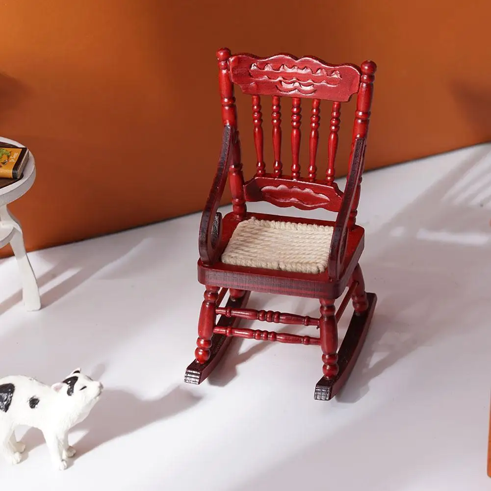 

1:12 Dollhouse Wooden Furniture Model Set Simulation Furniture Play House Toy Miniature Rocking Chair Toy