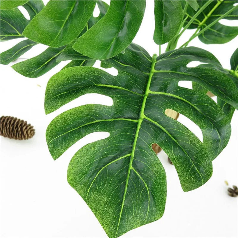 

Artificial Plants Green Palm Leaves Monstera Home Garden Living Room Bedroom Balcony Decoration Tropical Plastic Fake Plant