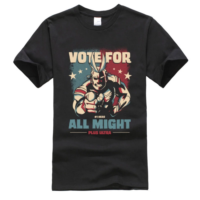 Футболка с надписью All Might изображением президента Моя геройская