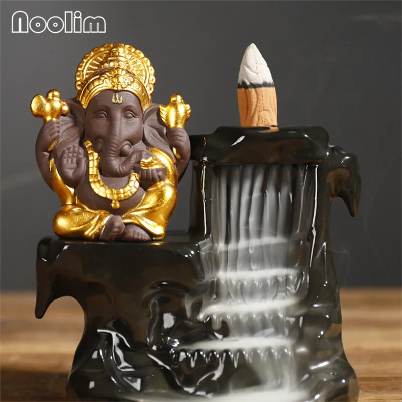 Курильница для благовоний Ganesha керамическая подставка в форме слона водопад