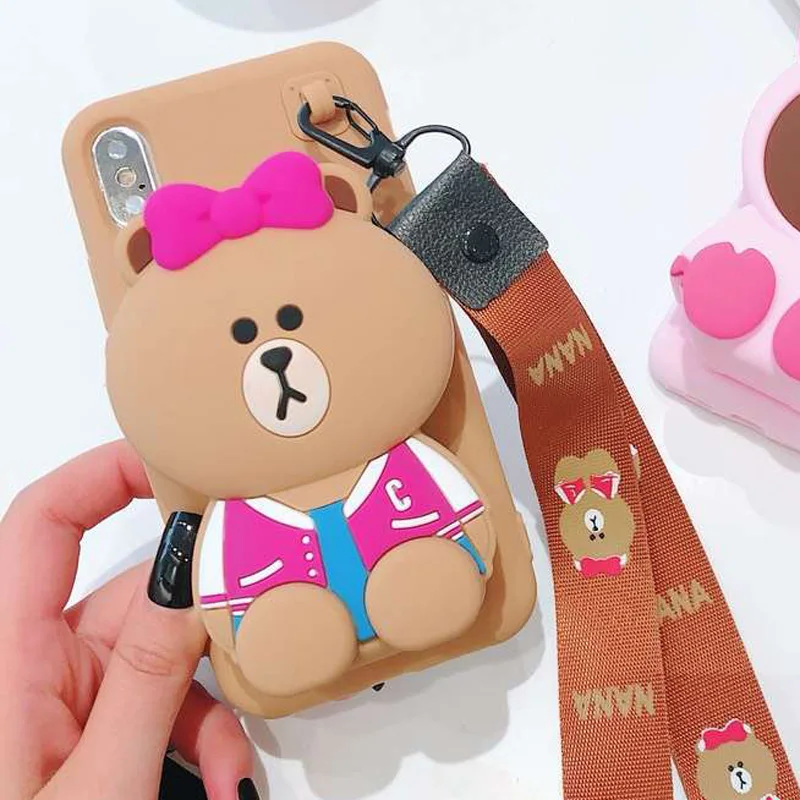 1 Мультфильм 3D мягкий кошелек шнур для наушников пакет Силиконовый чехол для iPhone X XS XR MAX 8 7 7Plus 6 6S Plus - Цвет: 1