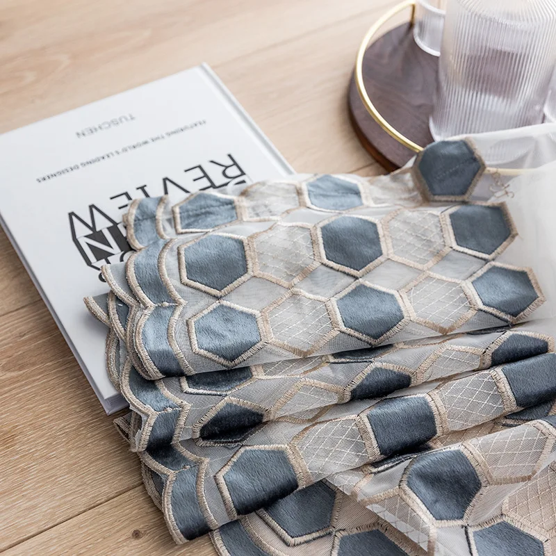 Роскошные геометрические вышитые прозрачные вуали шторы для окон Cortina гостиной