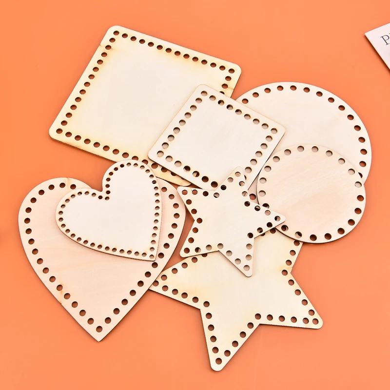 

1Pcs Heart Shape Crochet Basket Wood Base Natural Wooden Basket Bottom For DIY Basket Yarn Weaving Supplies Craft Making