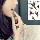 Водонепроницаемый временная татуировка Стикеры fly птицы татуировки зимородок Колибри татуировки золотого и серебряного Стикеры s флэш-тату поддельные татуировки для девочки