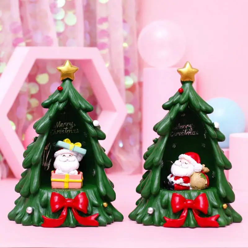 3D Miniature Xmas Mini Resin Christmas Tree Desktop Figurines Small Model Miniatures Luminous Decoration | Дом и сад