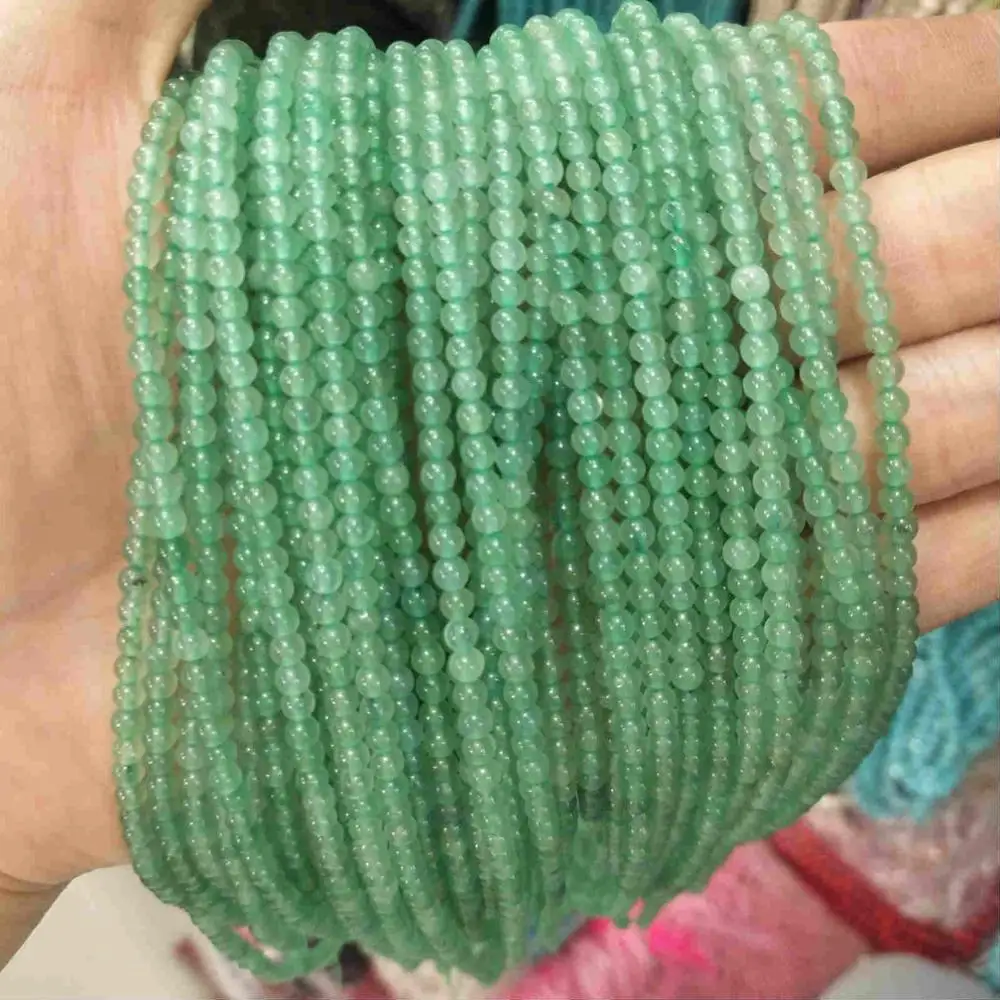 Green aventurine 2 мм 3 мм из натуральных круглых камней бусины розовый кварц аметисты лазурит Агаты бусины из нефрита для самостоятельного изготовления ювелирных изделий браслет ожерелье - Цвет: Green aventurine