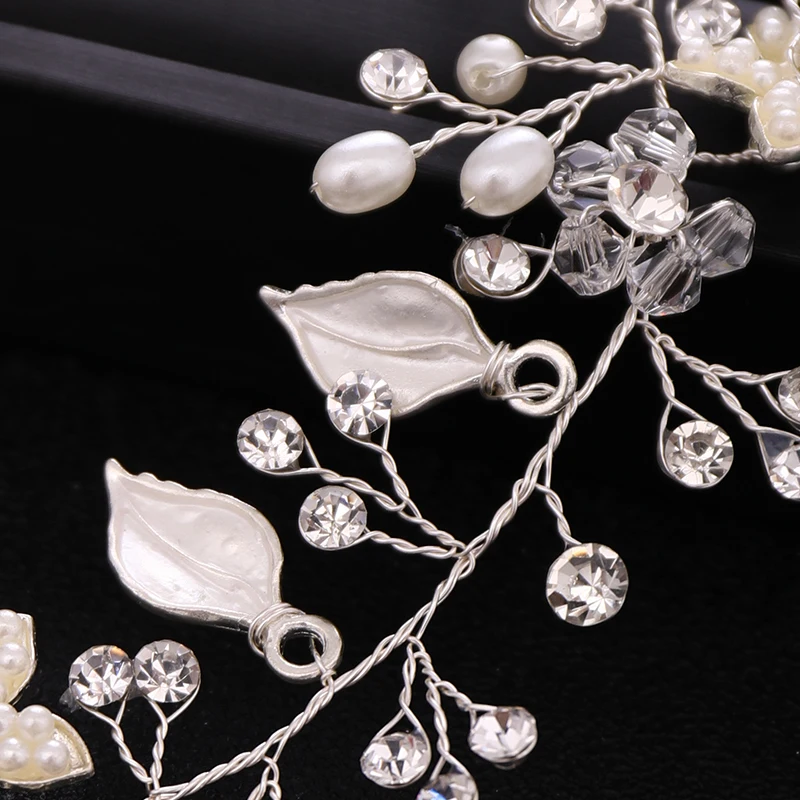 Wedding Silver color Flower Pearl Crystal Tiara Headband Bridal Headpiece Women Head Hair Jewelry Accessories | Украшения и