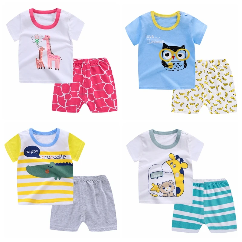 Детская одежда летний комплект для маленьких мальчиков и девочек футболка с