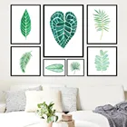 Зеленое растение, лист, холст, картина, простое и свежее украшение для дома, настенные картины для гостиной