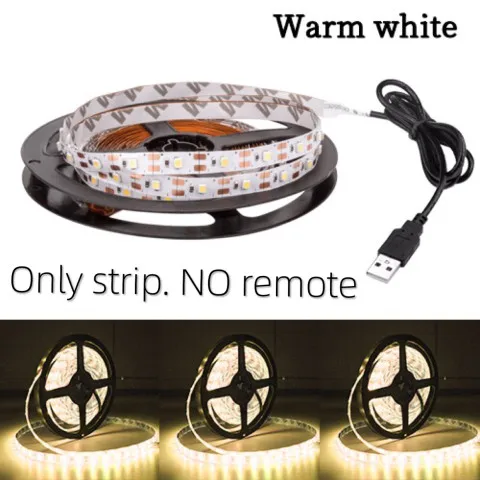 Warm white 50 см 1 м 2 м 3 м 4 м 5 м светодиодный ТВ-светильник 2835SMD RGB светодиодный светильник для ТВ HD ТВ неоновый светильник с подсветкой лампа с 24-кнопочным пультом дистанционного управления - Испускаемый цвет: Warm white