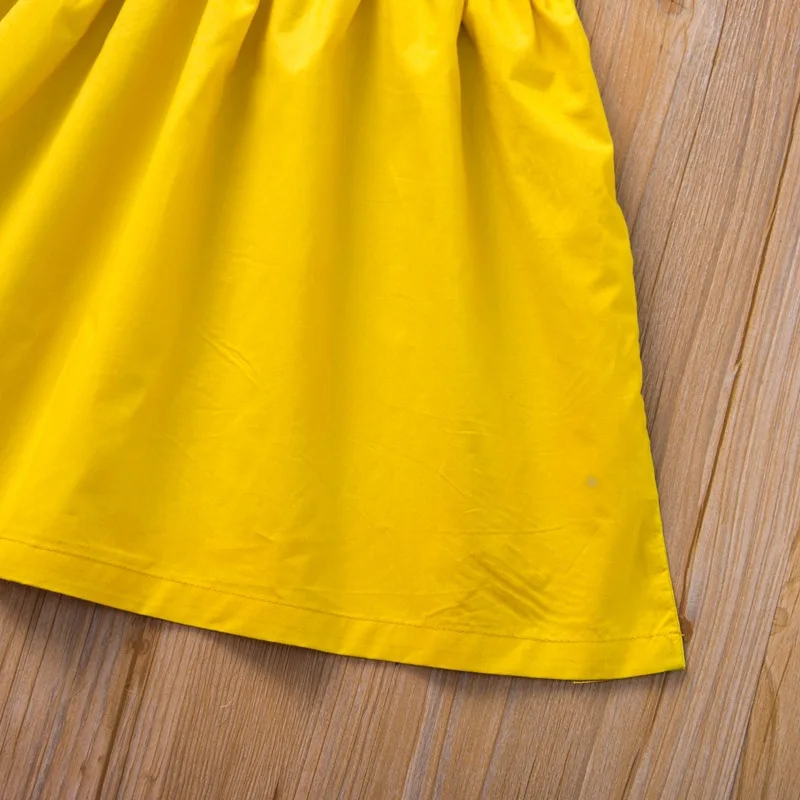 

Girls Dress Summer Girls Solid Color Baby Collar Princess Dress