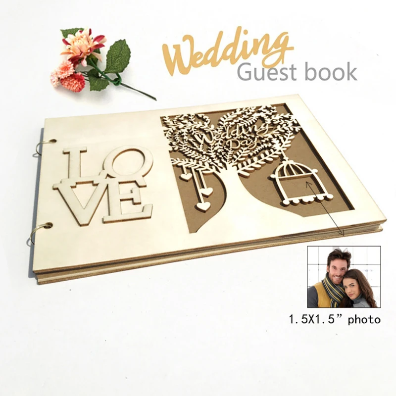 Свадебная Гостевая книга персонализированная деревянная на день рождения