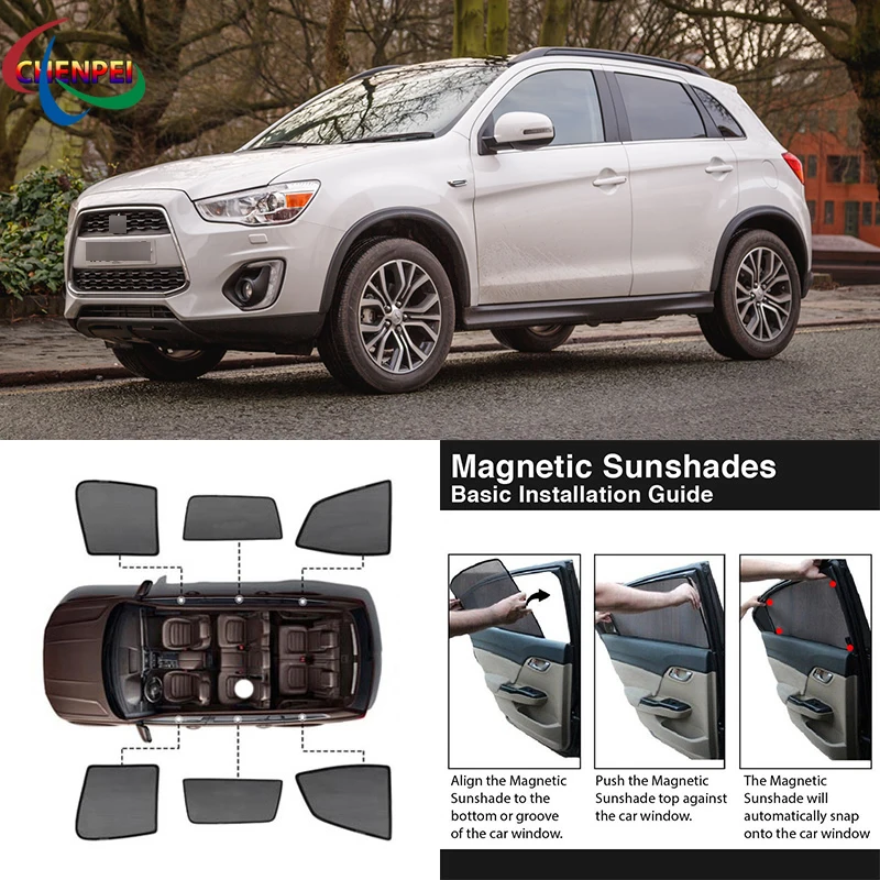 For Mitsubishi ASX 2016 Car Full Side Windows Magnetic Sun Shade UV Protection Ray Blocking Mesh Visor Decoration Accessories