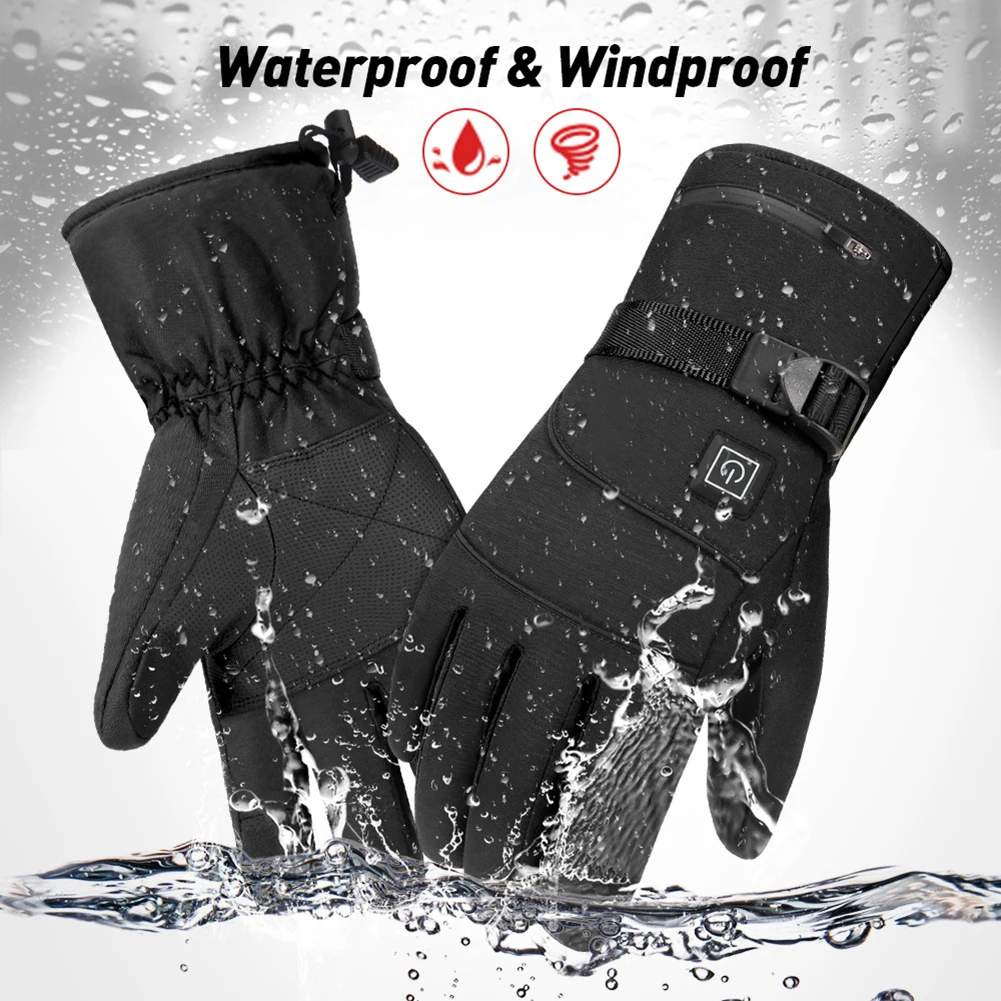 

Зимние ветрозащитные перчатки с электрическим подогревом, водонепроницаемые нескользящие перчатки для сенсорных экранов для активного отдыха, велоспорта, теплые перчатки