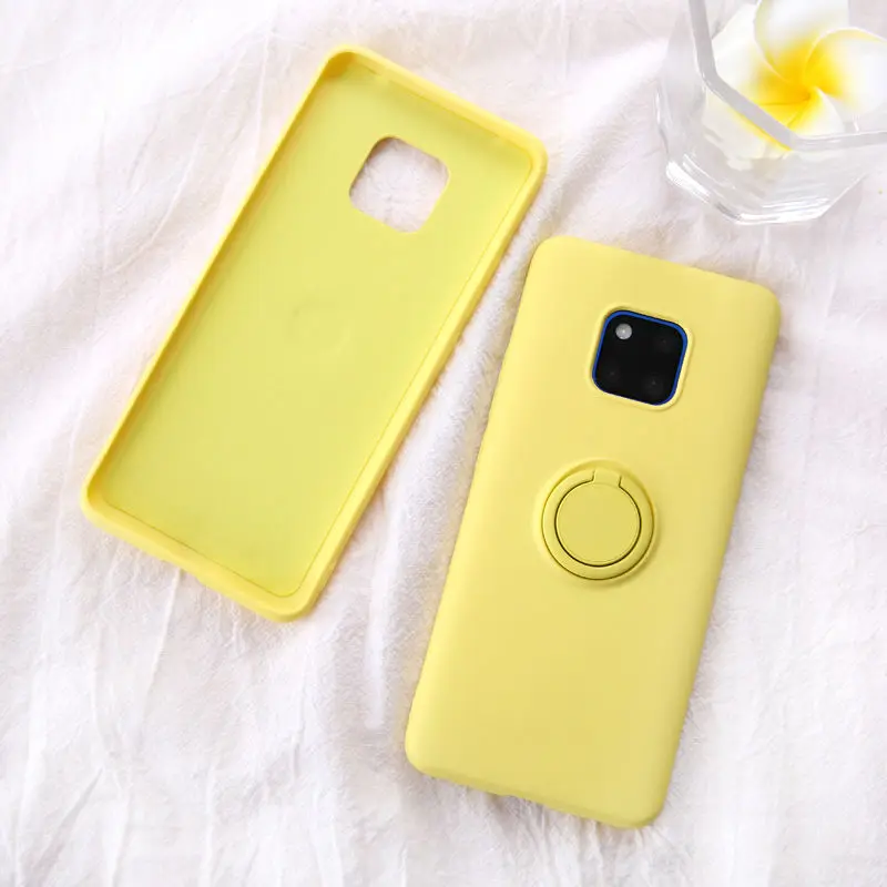 Yellow Мягкий силиконовый чехол, чехол для huawei mate 20 Pro Lite mate 30 Pro P20 P30, кольцо-держатель, силиконовый чехол для huawei mate 20 Pro, чехол s - Цвет: Yellow