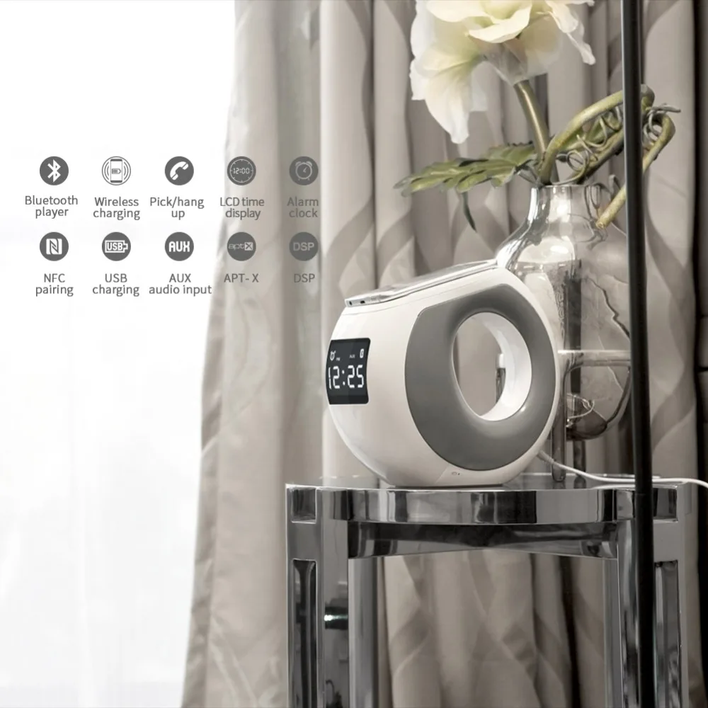 Nillkin многофункциональное Беспроводное зарядное устройство qi+ bluetooth-колонки+ Портативный будильник+ ВЧ-вызов+ NFC пара+ ЖК-дисплей уютный простой