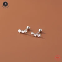 dreamhonor solid 925 sterling silver curved crystal zircon wedding stud earrings for girls goldsilver earrings
